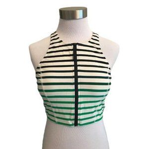 NEW JCrew $60 Cropped Zip-Front Bikini Top in Ombré Stripe Size M G5718 swimsuit